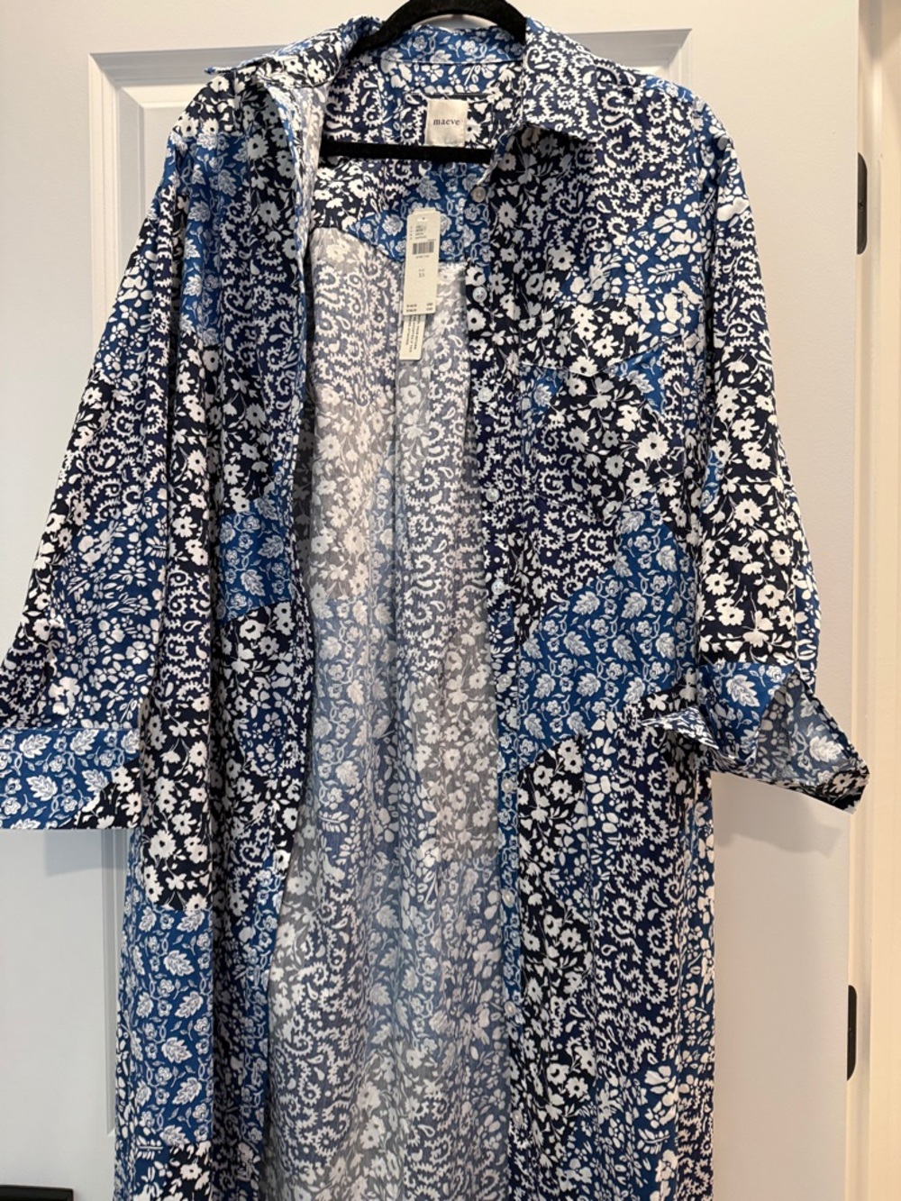 Maeve Blue and White Floral Duster